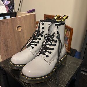 Gray Leather Doc Martens